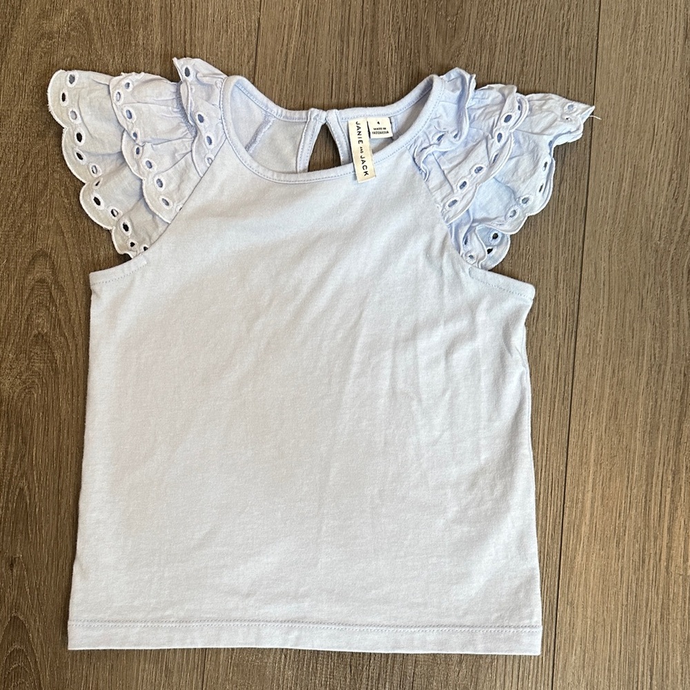 Janie and Jack Pale Blue Eyelet Ruffle Tank Top